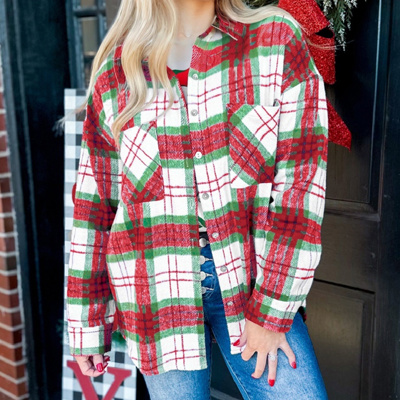 HIDDEN GEMS | Plaid Flannel Buttoned Christmas Shacket