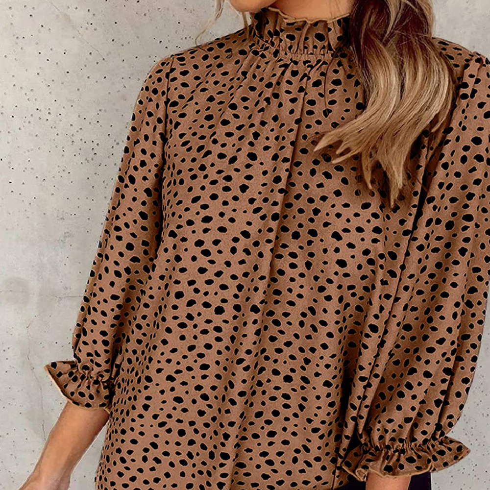 SALE! Ruffled Leopard 3/4 Sleeve Blouse (Size S)