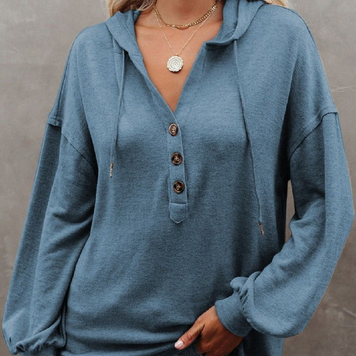 SALE! Everyday Soft Buttoned Top w/Hoodie