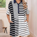  SALE! Stripe Collared T-Shirt Dress