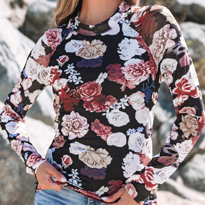 HIDDEN GEMS | Vintage Floral Mesh Top