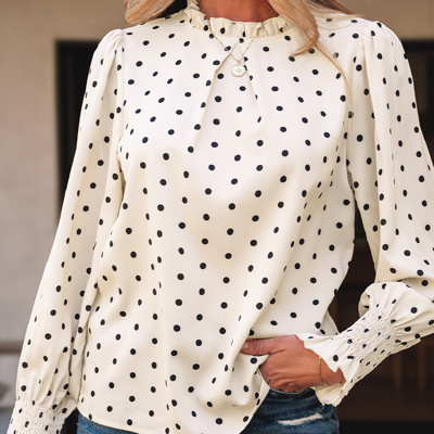 HIDDEN GEMS | Polka Dot Frilled Collar Blouse