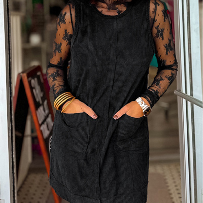 HIDDEN GEMS | Solid Corduroy Sleeveless Mini Dress