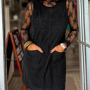  HIDDEN GEMS | Solid Corduroy Sleeveless Mini Dress