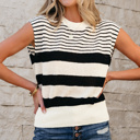  HIDDEN GEMS | Studious Stripe Sleeveless Sweater Top