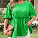  HIDDEN GEMS | Plus Size Eyelet Embroidered Babydoll Blouse