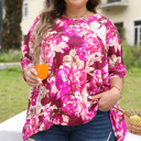  HIDDEN GEMS | Plus Size Floral 3/4 Sleeve Blouse
