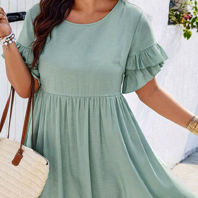 HIDDEN GEMS | Plus Size Lovely Ruffle Sleeve Dress