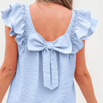 HIDDEN GEMS | Dreamy Bow Back Ruffle Blouse