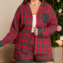  Clearance! Plus Size Christmas Plaid Pajama Set