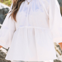  HIDDEN GEMS | Bow Cutout Back 3/4 Sleeve Blouse