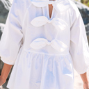 HIDDEN GEMS | Bow Cutout Back 3/4 Sleeve Blouse