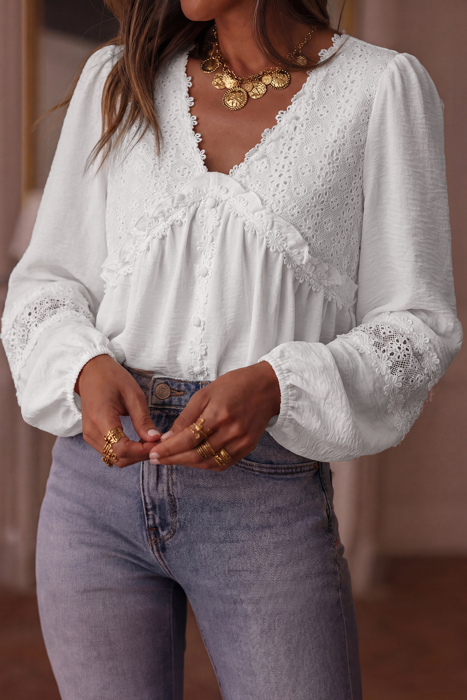 Catalina Lace and Ruffle Blouse