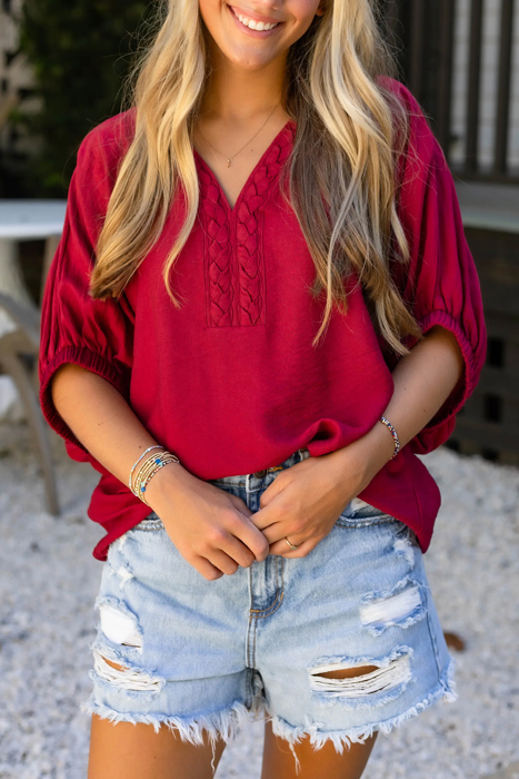 Brooklyn Braided V-Neck Blouse