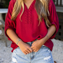  Brooklyn Braided V-Neck Blouse