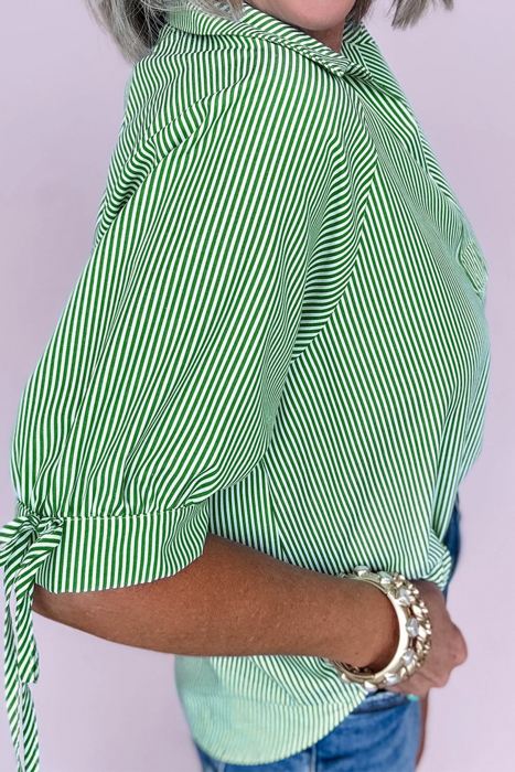 Sweet Escape Stripe Collared Blouse