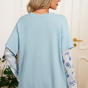  Beautifully Blue Floral Mesh Sleeve Top