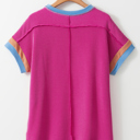  HIDDEN GEMS | Contrast Trim Corded Knit T-Shirt