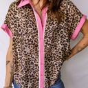  Pop of Pink Leopard Blouse
