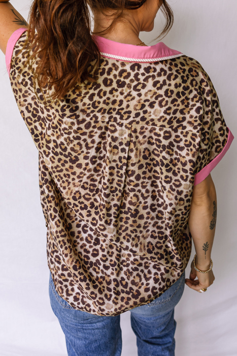 Pop of Pink Leopard Blouse