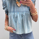  Denim Daze Ruffle Pleated Top