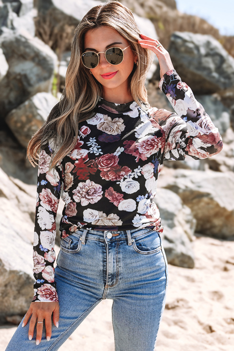 HIDDEN GEMS | Vintage Floral Mesh Top