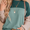  HIDDEN GEMS | Colorblock Ribbed Long Sleeve Top