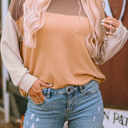  HIDDEN GEMS | Colorblock Ribbed Long Sleeve Top