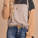  HIDDEN GEMS | Colorblock Ribbed Long Sleeve Top
