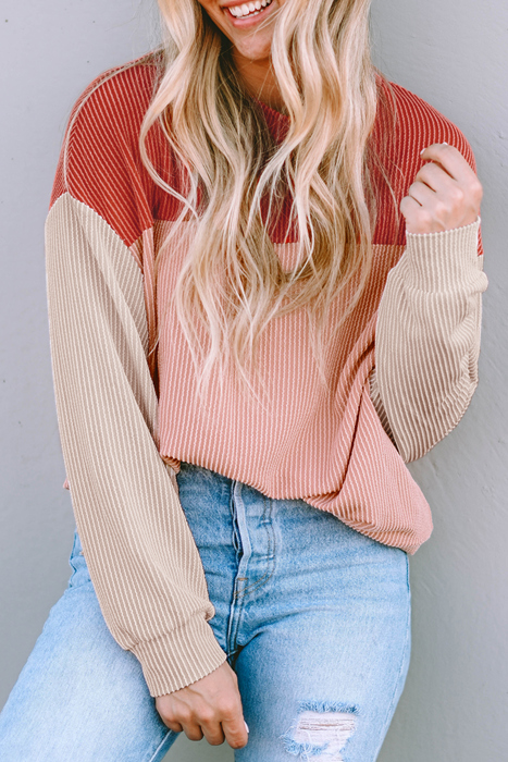 HIDDEN GEMS | Colorblock Ribbed Long Sleeve Top