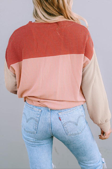 HIDDEN GEMS | Colorblock Ribbed Long Sleeve Top