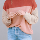  HIDDEN GEMS | Colorblock Ribbed Long Sleeve Top