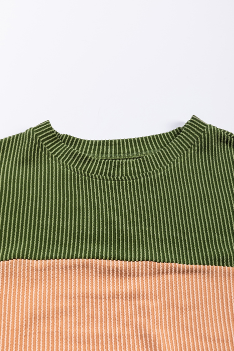HIDDEN GEMS | Colorblock Ribbed Long Sleeve Top