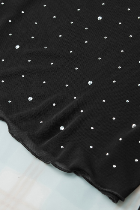 HIDDEN GEMS | Rhinestone Mesh Long Sleeve Top