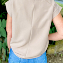  HIDDEN GEMS | Solid Zip Up Back Crewneck Top
