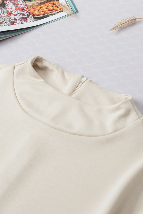 HIDDEN GEMS | Solid Zip Up Back Crewneck Top
