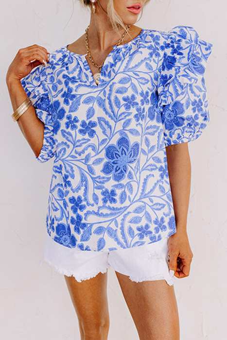HIDDEN GEMS | Island Vacay Floral Puff Sleeve Blouse