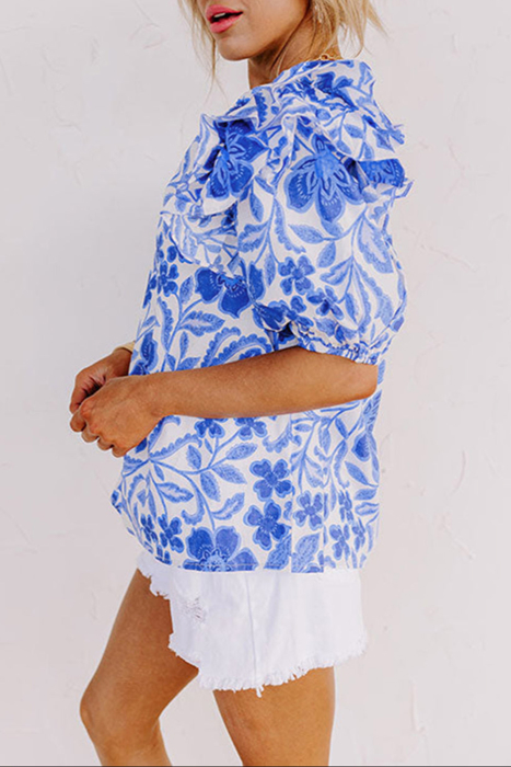 HIDDEN GEMS | Island Vacay Floral Puff Sleeve Blouse
