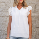  HIDDEN GEMS | Eyelet Contrast Textured Top