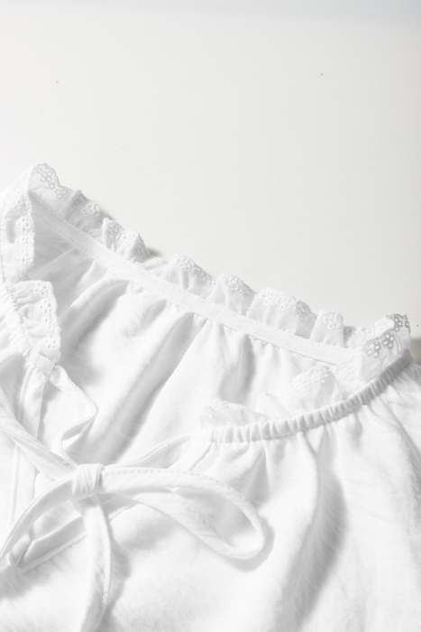HIDDEN GEMS | Eyelet Contrast Textured Top