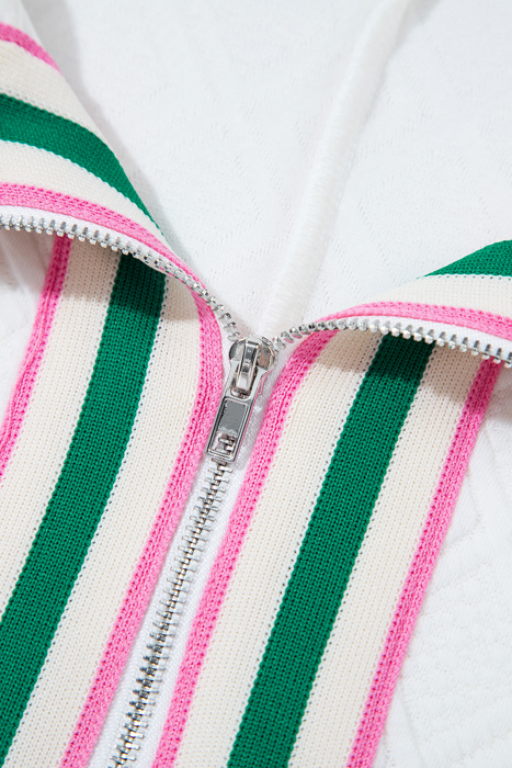 HIDDEN GEMS | Stripe Contrast Collar Textured Blouse