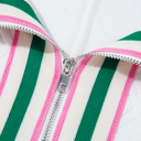  HIDDEN GEMS | Stripe Contrast Collar Textured Blouse