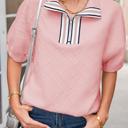  HIDDEN GEMS | Stripe Contrast Collar Textured Blouse
