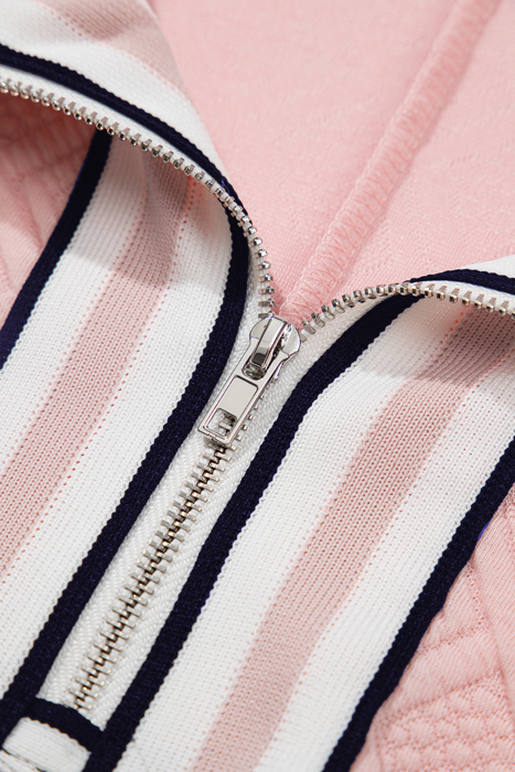 HIDDEN GEMS | Stripe Contrast Collar Textured Blouse
