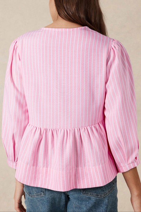 HIDDEN GEMS | Stripe Bow Tie Front Blouse
