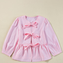 HIDDEN GEMS | Stripe Bow Tie Front Blouse