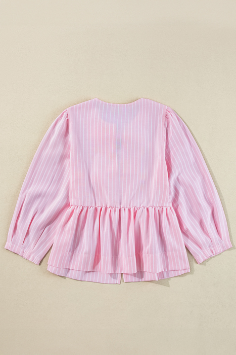 HIDDEN GEMS | Stripe Bow Tie Front Blouse