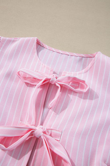 HIDDEN GEMS | Stripe Bow Tie Front Blouse
