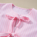  HIDDEN GEMS | Stripe Bow Tie Front Blouse