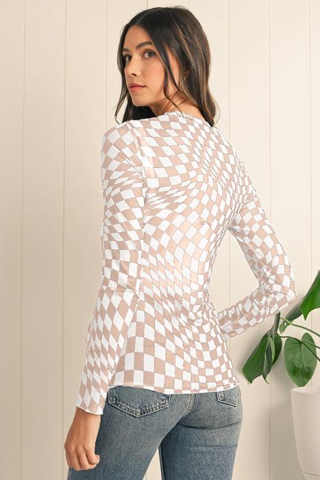 HIDDEN GEMS | Whimsical Checker Sheer Mesh Top